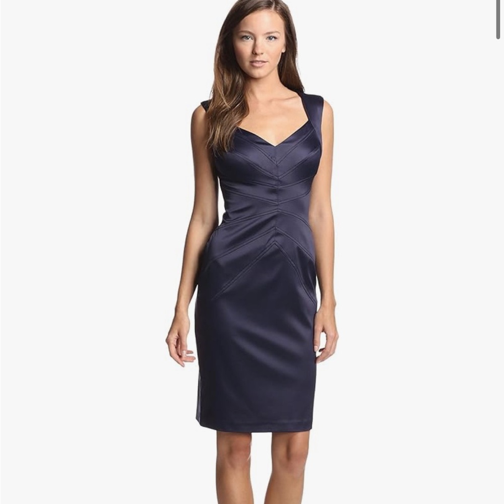 Jessica Simpson Women's Black Satin Dress with Exposed Zipper